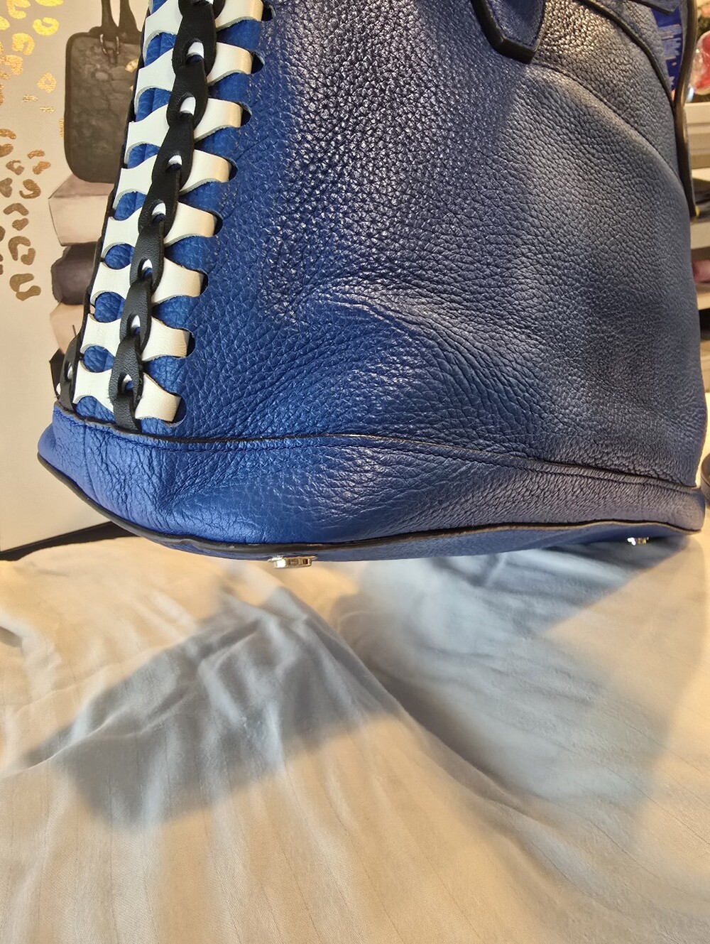 Henri Bendell Royal Blue With Whip Stitching And Two Bag Charms. - Picture 8 of 17